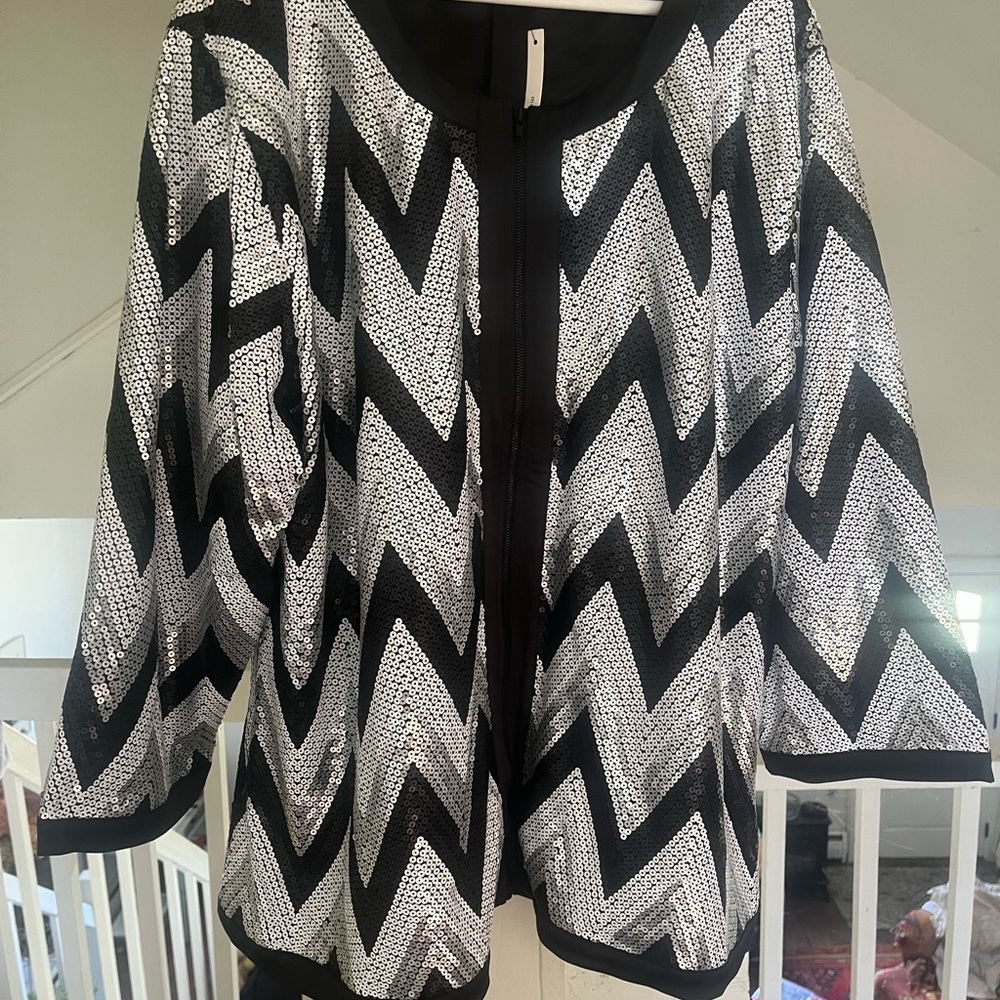 Michael Simon Black Evening Jacket with Chevron Sequin Detail